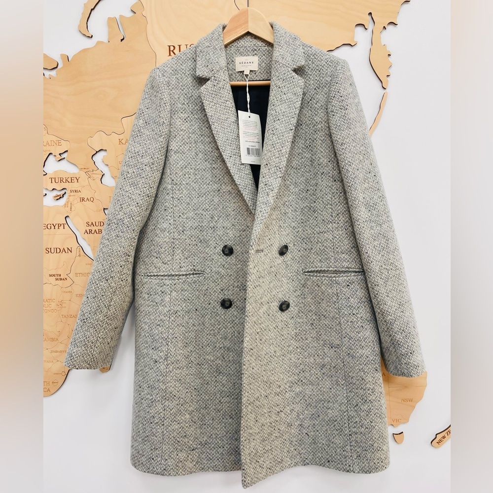 Sezane Johnson Coat, Grey, FR 40 - Picture 4 of 8